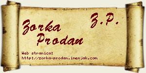 Zorka Prodan vizit kartica